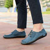 Men Low Top Round Toe Shoes Cowhide Formal Casual Shoes