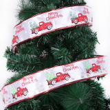 Merry Christmas 10m Silk Truck Painted Ribbon Gift Strap and Christmas Tree Decor