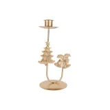 Christmas Metal Santa Claus and Bowknot Candlestick Christmas Home Ornament Decoration