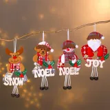 Christmas 4 Pieces Santa Claus and Deer Christmas Letter Ornament Decoration