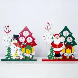 Christmas Santa and Snowman Music Box Wooden Plate Christmas Ornament Decor