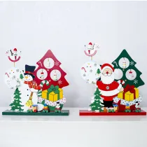 Christmas Santa and Snowman Music Box Wooden Plate Christmas Ornament Decor