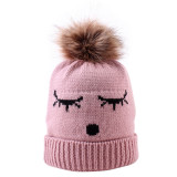 Baby Smile Printed Woolen Knitted Hat Outdoor Winter Warm Hat