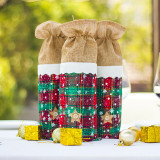 Christmas Snowflake Plaid Santa Claus Wine Bag Cover Christmas Home Decor