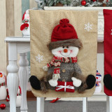 Christmas Cartoon Santa Handwork Claus and Elk Chair Cover Christmas Home Decor