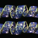 Merry Christmas Light Up Post Metallic Ribbon Christmas Tree Decoration