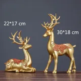 Home Ornament Couple Reindeer Desktop Craft Ornament Figure Statue