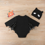 Baby Mummy's Boo Printed Long Sleeve Bat Bodysuit Set With Hat
