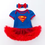 Superman Star Blue Red Pink Tutu Dress With Headdress Two Piece Set