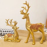 Home Ornament Couple Reindeer Desktop Craft Ornament Figure Statue