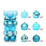 Merry Christmas 24 Pieces 6cm Painted Snowflake Christmas Tree Ornaments Hanging Balls Decoration