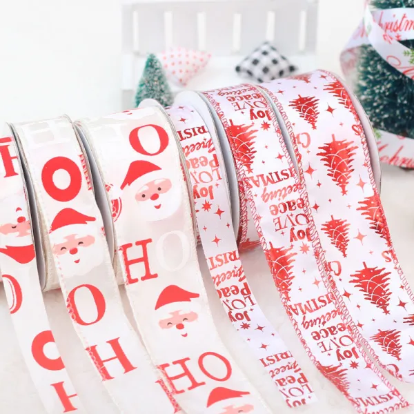 Merry Christmas Santa Claus Streamer Gift Wrapping Satin Ribbon Christmas Party Decoration