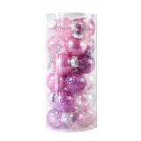 Merry Christmas 24 Pieces 6cm Transparent and Matte Tree Ornaments Hanging Balls Decoration
