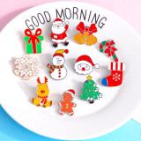 Merry Christmas 10 Pieces Santa Claus and Snowman Brooch Christmas Decoration Gift