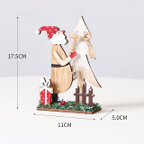 Christmas Wooden Crafts Plate Painted Satnd Santa Claus and Xmas Tree Christmas Ornament