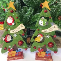Wooden Christmas Tree with Gift Box Christmas Ornament Decor