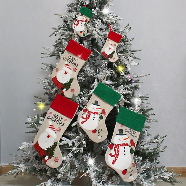 Christmas Santa Claus Gift Bag Socks Christmas Ornament Decoration