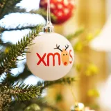 Merry Christmas 9 Pieces 6cm Flower and Stars Painted Christmas Tree Ornaments Hanging Balls Decoration