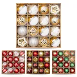 Merry Christmas 9 Pieces 6cm Flower and Stars Painted Christmas Tree Ornaments Hanging Balls Decoration