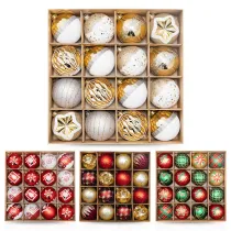 Merry Christmas 9 Pieces 6cm Flower and Stars Painted Christmas Tree Ornaments Hanging Balls Decoration