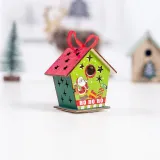 Christmas LED Light Up Santa Claus Wood House Christmas Ornament Decoration