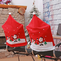 Christmas Cartoon Santa and Christmas Tree Woven Chair Covers Christmas Home Decor