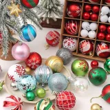 Merry Christmas 42 Pieces Christmas Tree Ornaments Hanging Painted Balls Decoration