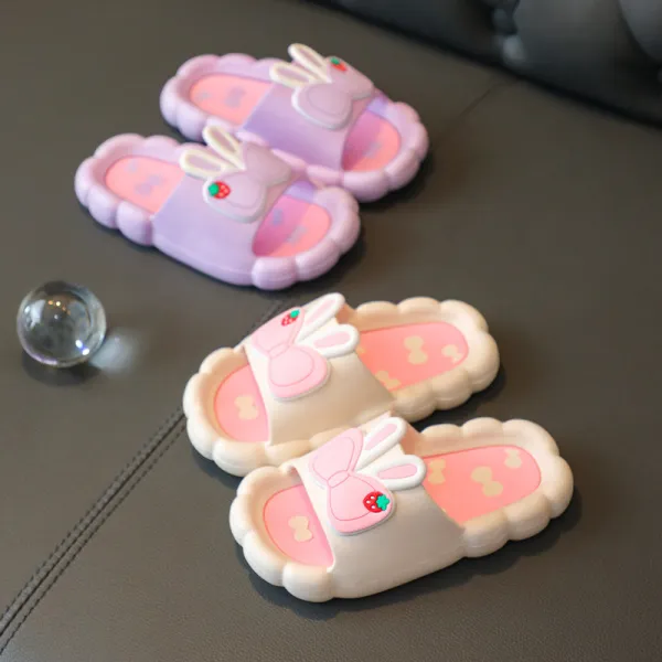 Toddler Kids Flat Beach Cartoon Bow-tie Duck Non-slip Summer Slipper