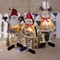 Christmas LED Light Up Painted Santa Claus and Snowman Christmas Ornament Decoration