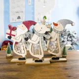 Christmas LED Light Up Painted Stand Snowman with Scarf Christmas Home Ornament Decoration