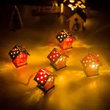 Christmas LED Light Up Santa Claus Wood House Christmas Ornament Decoration