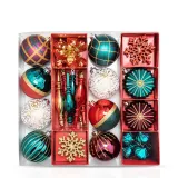 Merry Christmas 60 Pieces Painted Candy and Christmas Tree Ornaments Hanging Balls Decoration
