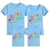 Family Matching Clothing Top Parent-kids Rainbow Believe Family T-shirts
