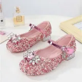Girls Princess Glitter Sequins Crystal Gems Soft Soled Flat Dress Shoes