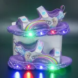 Kids Girl LED Light Up Princess Velcro Summer Shoes Sports Sadals