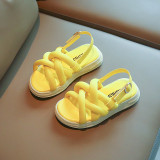 Kids Girl Velcro Weaving Soft Rubber Flats Summer Sandals