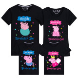 Family Matching Clothing Top Parent-kids Custom Name Birthday Party Celebration For Girls Cartoon Piggy Family T-shirts
