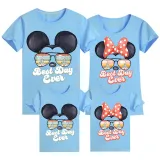 Family Matching Clothing Top Parent-kids Cartoon Mice Castle Sunglass Family T-shirts