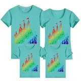 Family Matching Clothing Top Parent-kids Rainbow Castle Family T-shirts