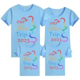 Family Matching Clothing Top Parent-kids Our First Trip 2023 Family T-shirts