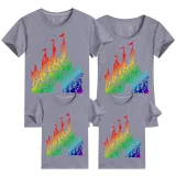Family Matching Clothing Top Parent-kids Rainbow Castle Family T-shirts