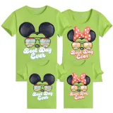 Family Matching Clothing Top Parent-kids Cartoon Mice Castle Sunglass Family T-shirts