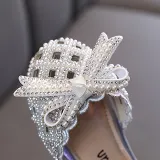 Girls Princess Glitter Sequins Pearl Bow Flower Girl Soft Soled Dress Shoes