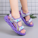 Kids Girl LED Light Up Princess Velcro Summer Shoes Sports Sadals