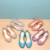 Kid Girls Sequins Hollow Out Jelly Non-slip Flats Shoes