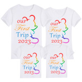 Family Matching Clothing Top Parent-kids Our First Trip 2023 Family T-shirts