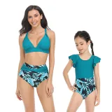 Matching Family Swimsuit Mom and Me Vintage High Waist Two Piece Bikini Set Swimwear