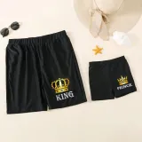 Matching Family Swimsuit King Prince Swim Black Swim Trunks and Queen Princess Bikini Swimwear