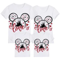 Family Matching Clothing Top Parent-kids Cartoon Mice Love Heart Family T-shirts