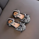 Girls Princess Glitter Sequins Pearl Bow Flower Girl Soft Soled Dress Shoes